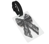 Étiquettes à bagages avec nœud en dentelle noire et blanche, idéales pour les sacs à dos de voyage, croisière, sac à dos
