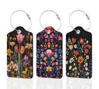 Étiquettes à bagages colorées de style bohème pour valise, étiquettes de sac vintage en cuir avec boucle en acier durable pour femmes, hommes, enfants, filles