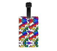 Étiquettes à bagages durables avec imprimé cœurs arc-en-ciel pour valises/sacs de voyage, étiquettes pour identification facile des bagages (taille unique)