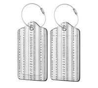 Étiquettes à bagages en cuir avec rabat d'intimité, 1 étiquette d'identification de voyage, rayures triangulaires, bohème, porte-badge étanche avec boucle en acier inoxydable pour identification des