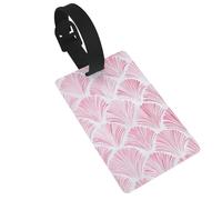 Étiquettes à bagages en forme d'éventail rose et blanc, idéales pour les sacs à dos de voyage et de croisière