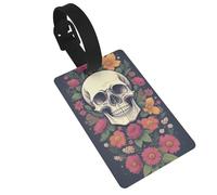 Étiquettes à bagages en PVC avec motif tête de mort et fleur, étiquettes de bagages avec carte d'identité, remarquable, durable, accessoires de voyage