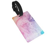 Étiquettes à bagages en PVC durable pour valises et sacs, sangle de poignet amovible, porte-étiquette d'identification en marbre coloré, rose, bleu, violet, identificateur de sac de voyage pour