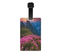 Étiquettes à bagages en PVC durable pour valises, sacs à dos, sacs de golf, paysage de fleurs violettes, étiquettes d'identification de sac pour essentiels de voyage à l'aéroport, avec sangle amovible