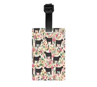 Étiquettes à bagages en PVC durable pour valises, sacs à dos, sacs de golf, vaches, bovins, fleurs roses, étiquettes d'identification de sac pour essentiels de voyage à l'aéroport, avec sangle