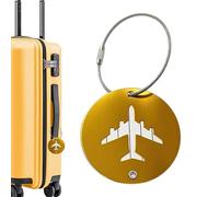 Étiquettes à bagages - Étiquettes d'identification rondes de 7,5 cm, étiquette en métal double face, marqueur de sac design avion | Carte de nom de valise durable pour croisière à l'aéroport, voyage