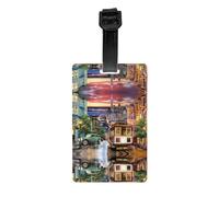 Étiquettes à bagages, étiquettes et cintres à motifs San Francisco conçus spécifiquement pour les valises et les sacs à dos.