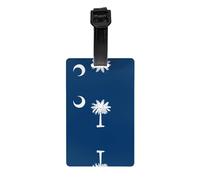 Étiquettes à bagages imprimées avec drapeau de la Caroline du Sud avec couverture de confidentialité à l'arrière - Étiquette d'identification en PVC durable pour valises, sacs de voyage
