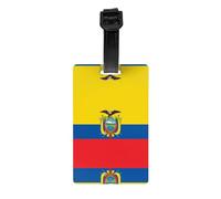 Étiquettes à bagages imprimées avec drapeau de l'Équateur avec couverture arrière intégrale - Étiquette d'identification en PVC durable pour valises, sacs de voyage