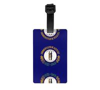 Étiquettes à bagages imprimées avec drapeau de l'État du Kentucky avec couverture d'intimité à l'arrière - Étiquettes d'identification en PVC durable pour valises, sacs à dos