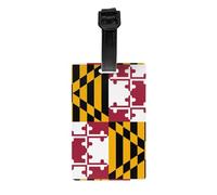 Étiquettes à bagages imprimées avec drapeau de l'État du Maryland avec couverture arrière intégrale - Étiquettes d'identification en PVC durable pour valises, sacs à main et sacs à dos