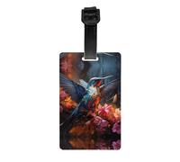 Étiquettes à bagages imprimées colibri avec couverture d'intimité arrière intégrale - Étiquettes d'identification en PVC durable pour valises, sacs à main et sacs à dos