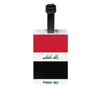 Étiquettes à bagages imprimées de drapeau irakien avec couverture d'intimité arrière intégrale - Étiquettes d'identification en PVC durable pour valises, sacs à main et sacs à dos