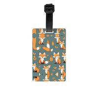 Étiquettes à bagages imprimées renard jaune avec couverture arrière intégrale - Étiquettes d'identification en PVC durable pour valises, sacs à main et sacs à dos