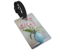 Étiquettes à bagages Orchidée dans un vase bleu, idéales pour les sacs à dos de voyage et de croisière