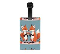 Étiquettes à bagages portables avec inscription « Two Foxes Sharing A Cake | Pendentif d'identification pour la prévention des pertes de valises, l'embarquement et l'enregistrement