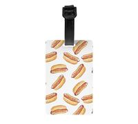 Étiquettes à bagages pour valises - Étiquettes d'identification de bagages blanches avec motif de hot-dog de dessin animé pour valises, étiquettes d'identification pour sacs de voyage, étiquettes de