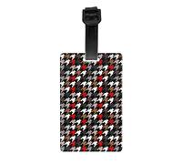 Étiquettes à bagages pour valises - Étiquettes d'identification de bagages pour valises, motif pied-de-poule vert et rouge, étiquettes d'identification pour nom, sacs de voyage, accessoires de bagages