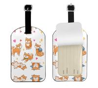 Étiquettes à bagages pour valises - Impression vibrante pour bateaux de croisière, lot d'étiquettes à bagages durables, parfaites pour les essentiels de voyage mignon chien Shiba Inu