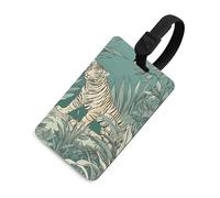 Étiquettes à bagages Protection de la vie privée Étiquettes de sac Tigre parmi les feuilles vertes Carte d'identité pour les valises de voyage Indispensables