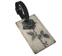 Étiquettes à bagages « Rose noire », style art américain du XIXe siècle, idéales pour les valises, les sacs à dos et les sacs de voyage.