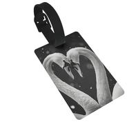 Étiquettes à bagages Two Swans en forme de cœur, avec nom et prénom, idéales pour les voyages, les croisières, les sacs à dos et les sacs à dos.