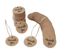Étiquettes à Cadeaux de Remerciement 200 Pièces Mariage Faveur Merci Carton Kraft Papier Ronde 4cm Avec Cordon Chanvre Décor DIY pour Baby Shower, Noël, Fête d'anniversaire, Marron