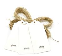 Étiquettes à ficelle, étiquettes en papier kraft pour bagage et étiquettes de bricolage, 100 pièces heart white