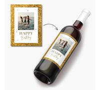 Étiquettes à personnaliser pour bouteille de vin (lot de 2)- Happy Birthday - ajoutez votre photo - cadeau unique - Anniversaire - étiquette personnalisée - cadeau personnalisé