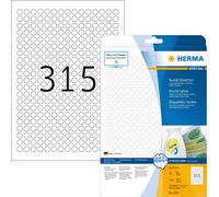 Étiquettes A4 blanches Ø 10 mm rondes Movables/amovibles papier mat 7875 pcs.