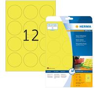 Étiquettes A4 jaune fluo Ø 60 mm rond papier mat 240 pcs.