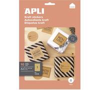 APLI Pochette d'étiquettes 17376 – 10 feuilles kraft permanentes 210×297 mm pour Ink Jet