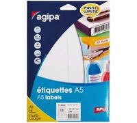 APLI Étiquettes multiusages 114043 – blanc 20×67 mm coins arrondis, 16 feuilles A5 (288 étiquettes)