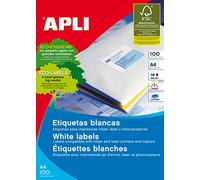 Étiquettes adhésives Apli 1274 105 x 37mm 100 Volets 105 x 37 mm Blanc