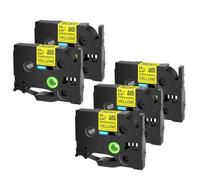 Étiquettes adhésives de 3-20pk compatibles avec TZE TZ-S211 S231 TZ-S241 TZ-S131 S631 Tapes 6 mm 9 mm 12 mm 18 mm 24 mm Compatible avec PT-E100 MAKAKER(5PK Black on Yellow)