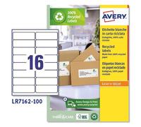 Étiquettes adhésives - en papier recyclé - permanentes - 99,1 x 33,9 mm - 16 ...