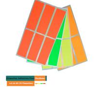 Etiquettes Adhésives Fluo 75x25mm - Lot de 240 (40 Plaquettes) 4 Couleurs Fluorescentes (Rouge, Jaune, Orange, Vert) Étiquettes Rectangulaires Coins Arrondis - Organisation Bureau, Archives, Maison