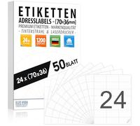 Étiquettes adhésives pour adresses 70 x 36 (24 pour feuille DIN A4), étiquettes d'adresse imprimables avec autocollants pour imprimante à jet d'encre et laser, étiquettes d'imprimante