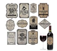 Étiquettes Adhésives Pour Les Bouteilles De Vin D'Halloween - 12 Étiquettes D'alcool | Décorations De Boissons Effrayantes, Emballages Auto-adhésifs Pour Le Whisky, La Vodka, La Bière, Le Champagne, L