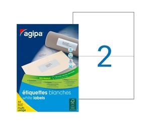 Etiquettes adresse multi usage 210 x 148,5 mm Agipa 100806 blanches - boite de 1000