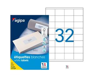 Étiquettes adresses multi-usages 51 x 33,8 mm Agipa blanches - Boîte de 3200