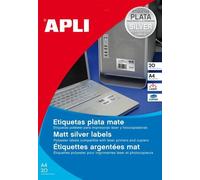 Etiquettes Argent Polyester Laser 96x50,8 Mm 20 Feuilles