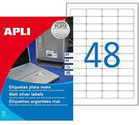 APLI Étui d'étiquettes 960 – 45,7x21,2 mm (48 x 20F A4) – Las/Cop – Coin rond – Polyester argent