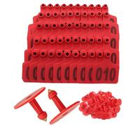 Étiquettes auriculaires numérotées en plastique for bétail | Multicolore, 7,5x6 cm, Numéros 001-500, 100 pièces : Ranch Management(Red,001-100)