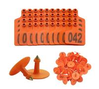 Étiquettes auriculaires numérotées en plastique for bétail | Multicolore, 7,5x6 cm, Numéros 001-500, 100 pièces : Ranch Management(Orange,201-300)