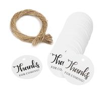 Étiquettes Autocollantes Blanches En Papier Kraft, 100 Pièces, Merci Ou Faits À La Main, Multi-Styles, Cartes À Accrocher Avec 20 Mètres De Ficelle De Jute Naturelle