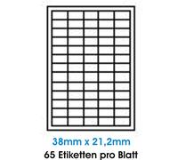 étiquettes autocollantes Blanches Finition Brillante Différents formats. 50 feuilles de format DIN A4, 180 g/m² convenant uniquement aux imprimantes jet d’encre (imprimantes jet d’encre) 38,0x21,2