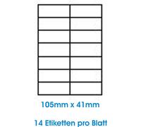 étiquettes autocollantes Blanches Finition Brillante Différents formats. 50 feuilles de format DIN A4, 180 g m² convenant uniquement aux imprimantes jet d’encre (imprimantes jet d’encre) 105,0x41,0