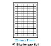 étiquettes autocollantes Blanches Finition Brillante Différents formats. 50 feuilles de format DIN A4, 180 g/m² convenant uniquement aux imprimantes jet d’encre (imprimantes jet d’encre) 26,0x21,0