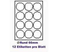étiquettes autocollantes Blanches Finition Brillante Différents formats. 50 feuilles de format DIN A4, 180 g/m² convenant uniquement aux imprimantes jet d’encre (imprimantes jet d’encre) Rund Ø 66,0